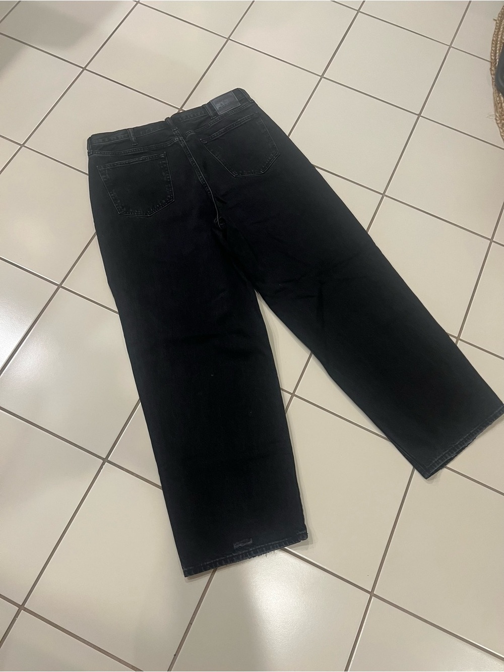 Abercrombie & Fitch Washed Black Ultra Baggy Jeans with Holes - Picture 2 of 3